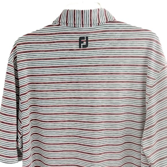 FootJoy Short Sleeve Polo Shirt Size LARGE Multi-Color Stripe Embroidered Anchor - Picture 7 of 8